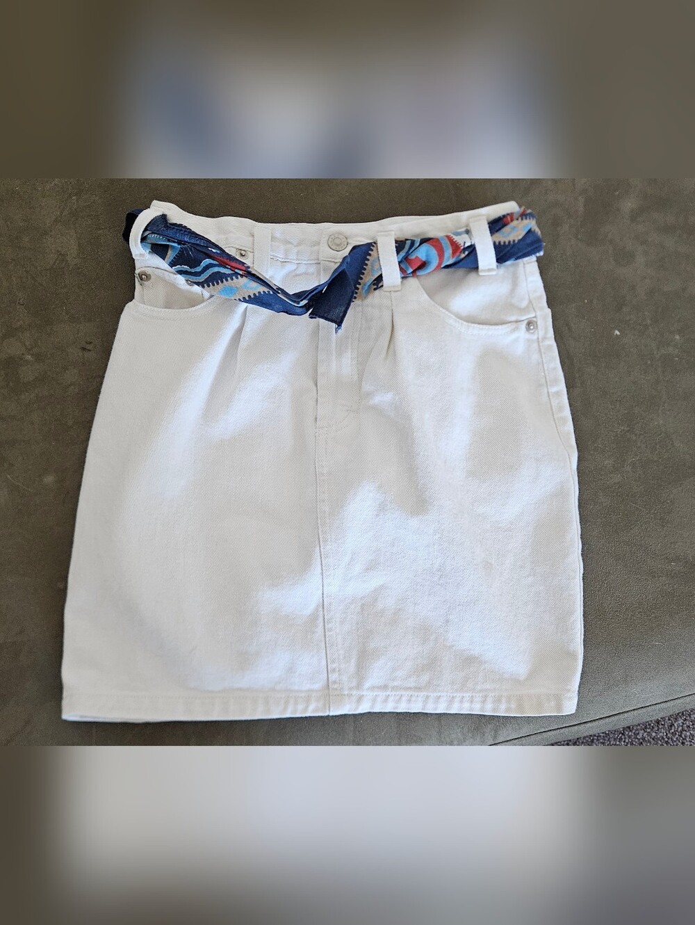 Vintage 90s Esprit Kids White Denim Jean Skirt & Cropped Top Set - Size